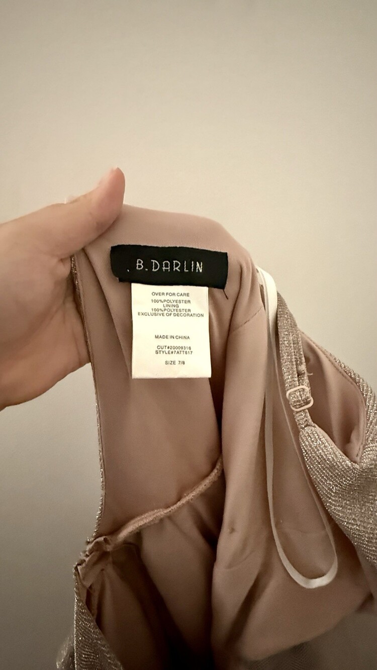 B. Darlin Party Pink Metallic Glitter Fit Flare Mini Dress 7/8 with Pockets - NW - Picture 4 of 5